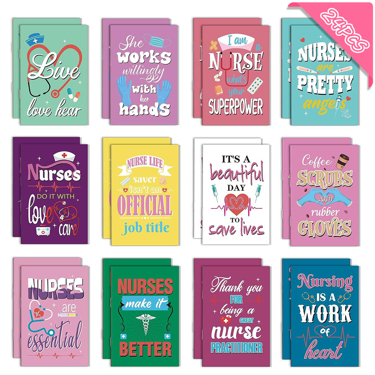 24pcs Nurses Week Mini Journals Notebook Bulk Appreciation Graduation Medical Nu