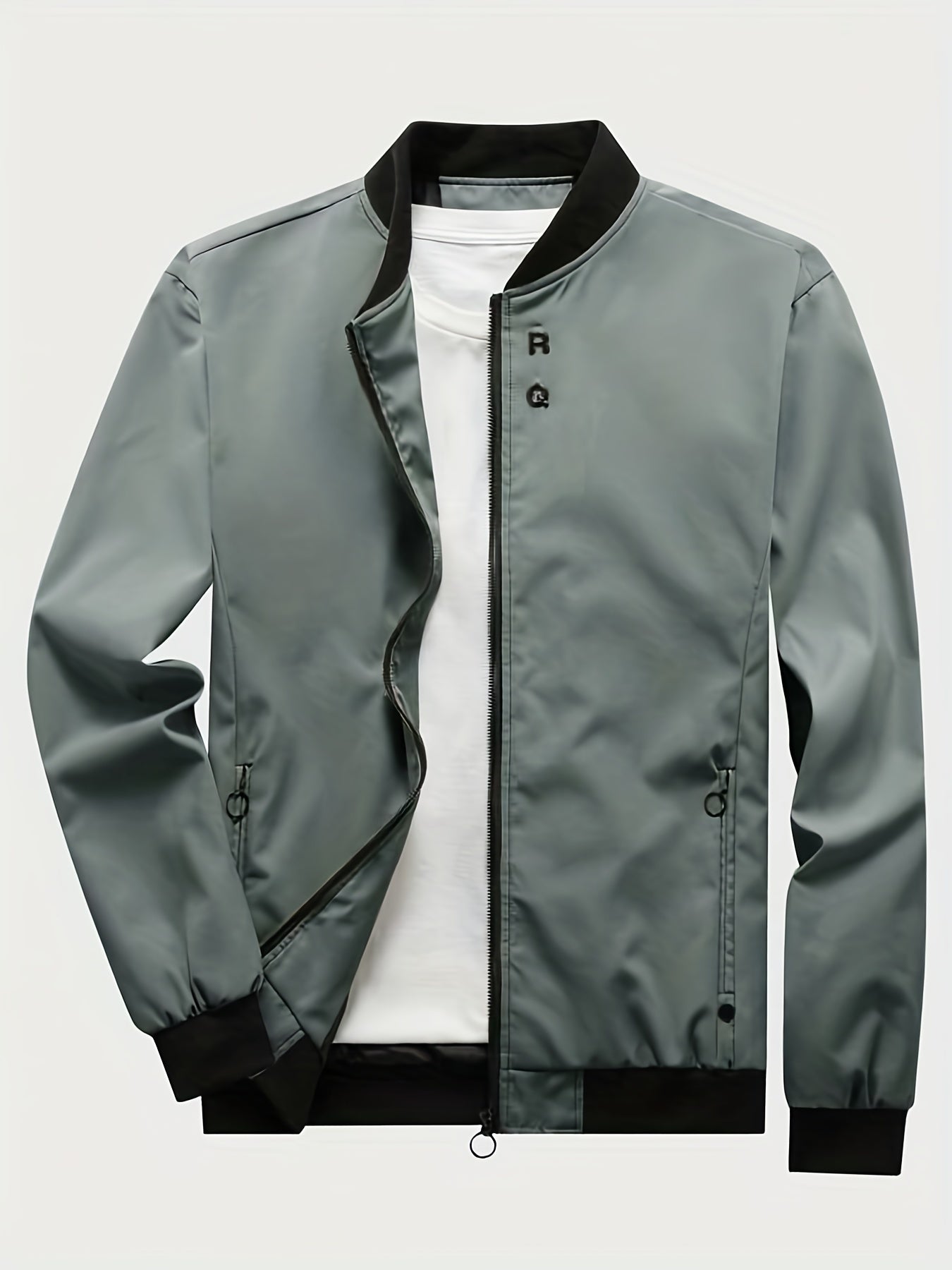 Men's Casual Zipper Pockets Zip Up Jacket