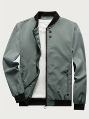 Men's Casual Zipper Pockets Zip Up Jacket