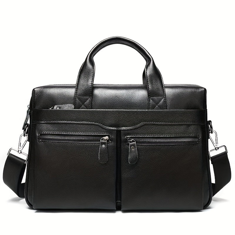 Waterproof Leather Men's Briefcase Adjustable Strap