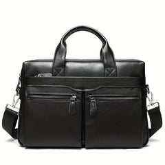 Waterproof Leather Men's Briefcase Adjustable Strap