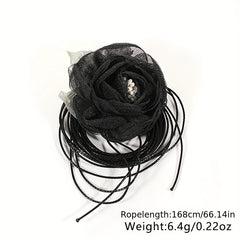 Mesh Flower Sash Belt Lace Up Wax Rope Waist Belt Decorative Dress Girdle