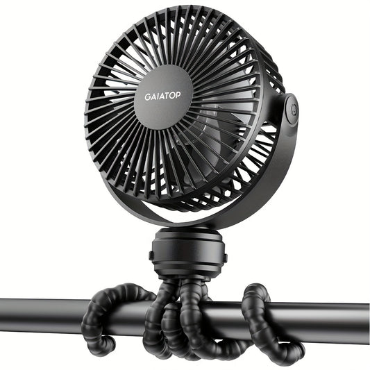 Portable Stroller Fan Clip-On 3 Speed Rechargeable 360 Rotate Handheld Desk Fan