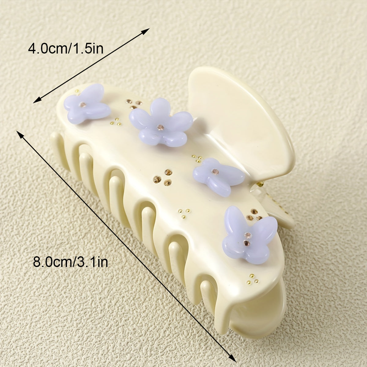 Acrylic Flower Rhinestone Hair Claw Large Shark Clip