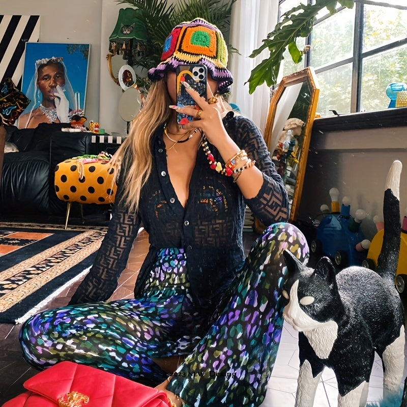Women's Crochet Bucket Hats Y2K Knitted Cloche Hat