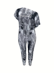  Denim One Shoulder Knot Jumpsuit