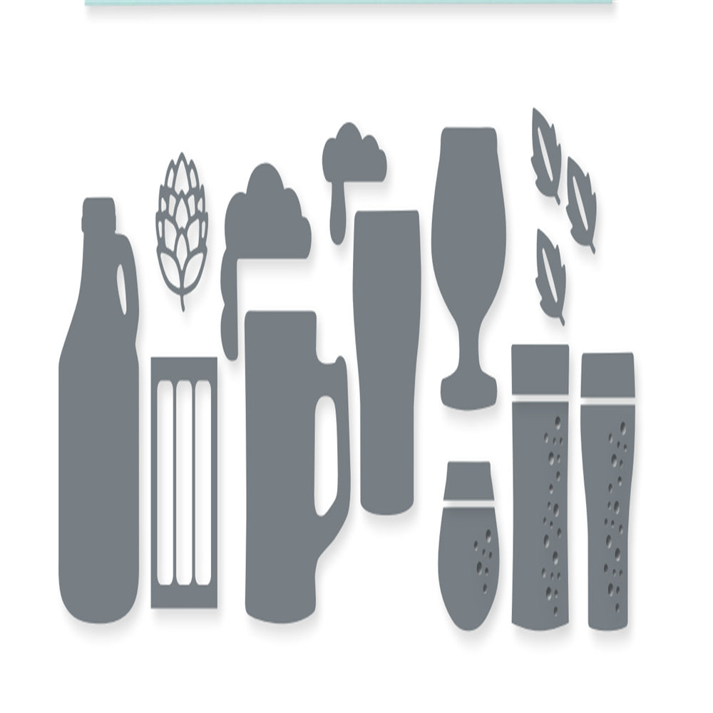 Wine Bottle Metal Cutting Dies and Stamps Set