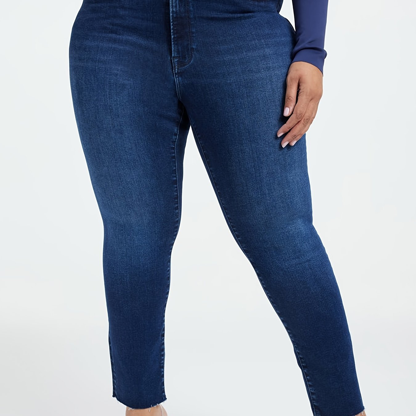 Women's Plus Bootcut Stretch Jeans, High Waist Button Up