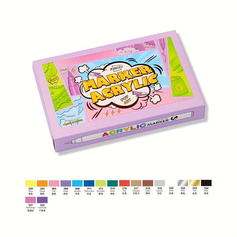 18 Pastel Acrylic Cartoon Doodle Marker Set Strong Coverage