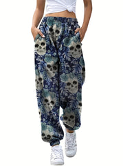 Women's Plus Floral Skull Print Jogger Trousers