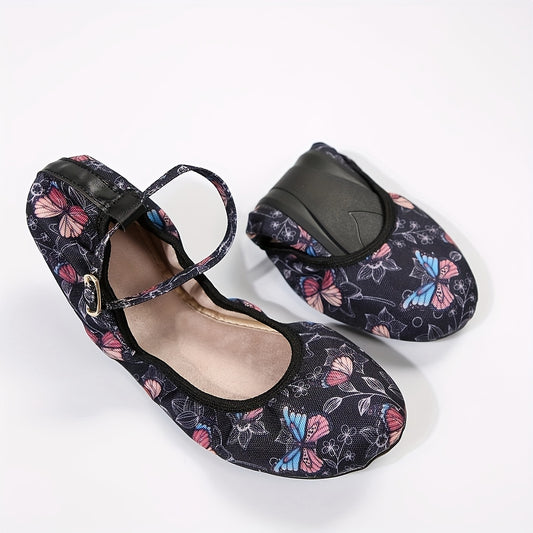 Women's Butterfly Ballet Shoes Buckle Strap Flat Lightweight Dancing Shoes