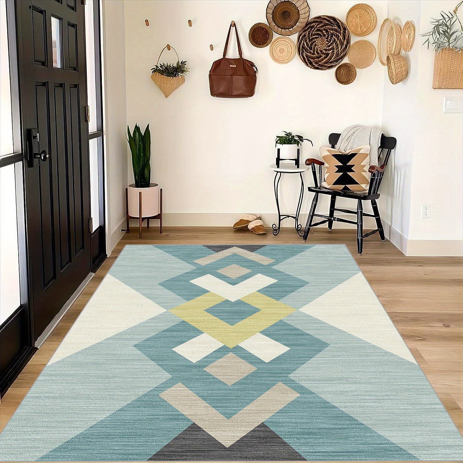 Soft Modern Geometric Carpet Floor Mat Non Slip Area Rugs for Living Room