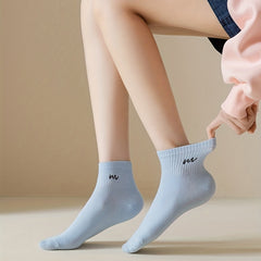 Letter Print Socks Soft & Comfy Short Socks Women's Stockings