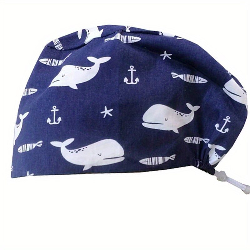 Cartoon Print Work Cap For Men & Women Adjustable Nurse Cap