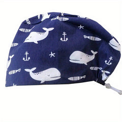 Cartoon Print Work Cap For Men & Women Adjustable Nurse Cap