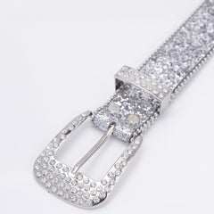 Men's Faux Diamond Leather Belt for Jeans Trousers