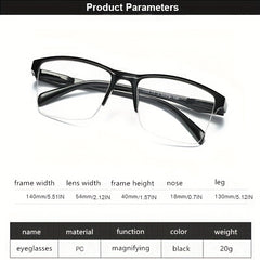 Resin Reading Glasses 1.75 Half Frame Portable Ultralight Magnifying