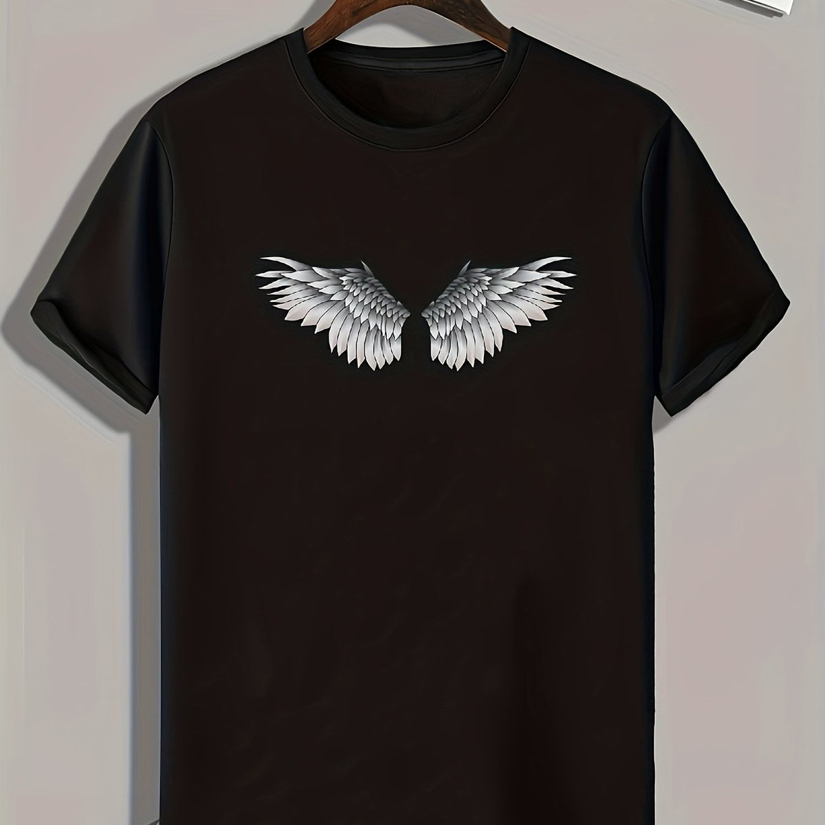 Wings Print Men's Comfy Tee Active Stretch Breathable T-shirt