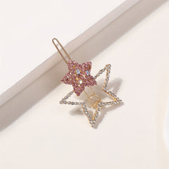 Crystal Star Hair Clip Rhinestone Sparkle Barrette Colorful Hairclip Women Girls