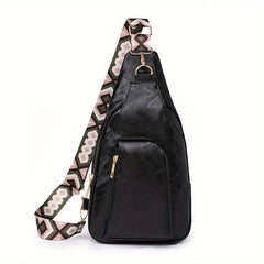 Men's Soft Leather Chest Bag Large Capacity Satchel Diagonal Shoulder Bag
