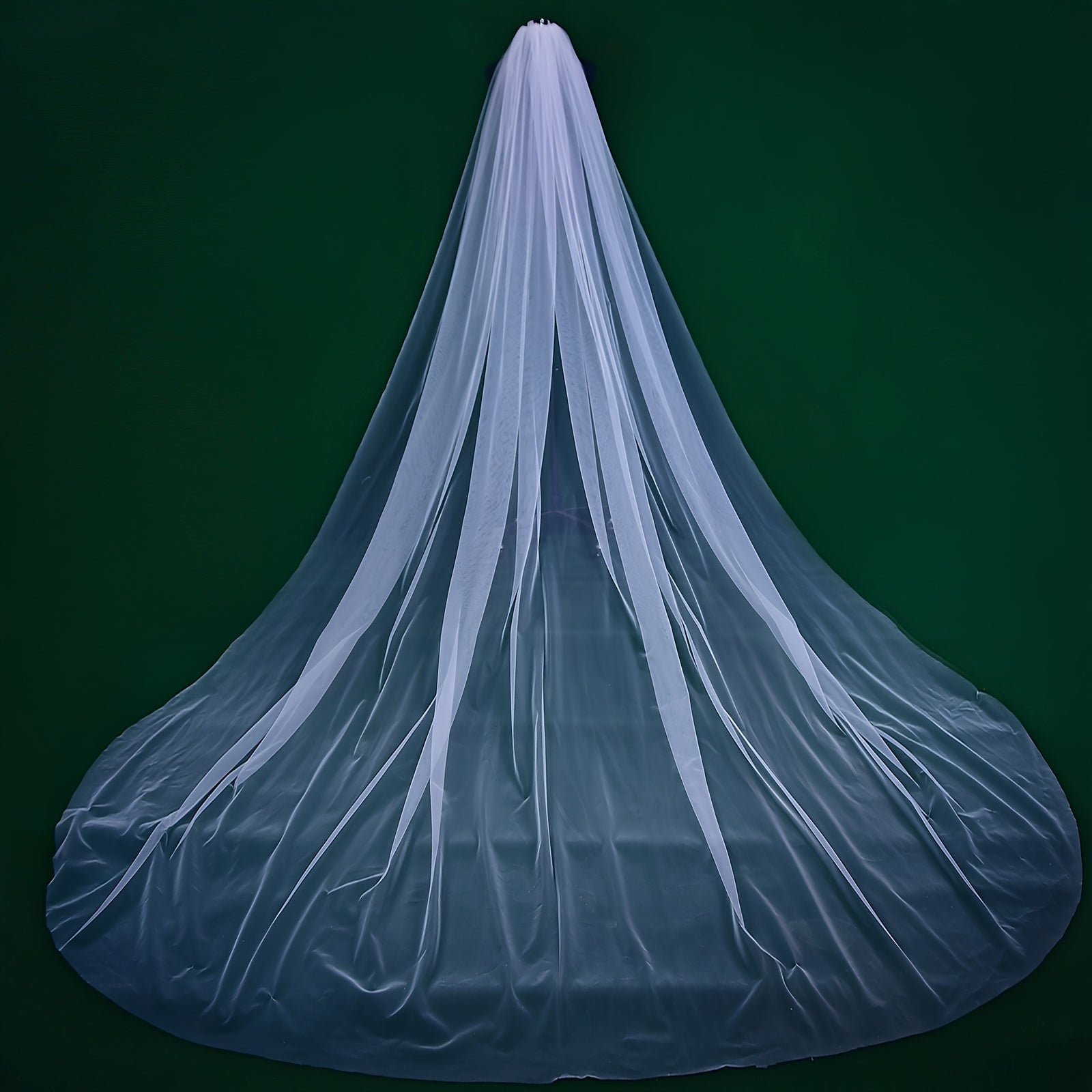 Long Train Bridal Veil with Comb Soft Tulle Wedding Accessory