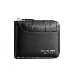 Men's Zipper Card Holder Short Wallet Leather Large Capacity Vintage Coin Purse