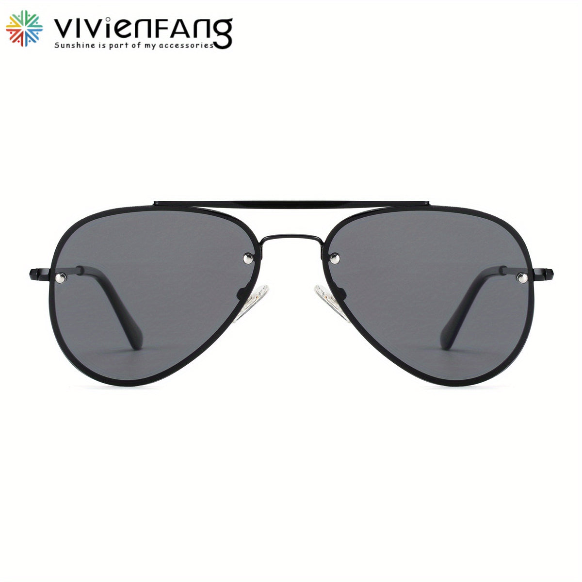 VIVIENFANG Rimless Polarized Aviator Sunglasses Retro 70s Top Bar UV Protection