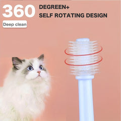 Pet Toothbrush Kit for Cats and Small Dogs 360 Head Soft Bristles