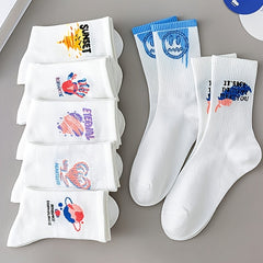 7 Pairs Women's Mixed Pattern Mid Tube Socks