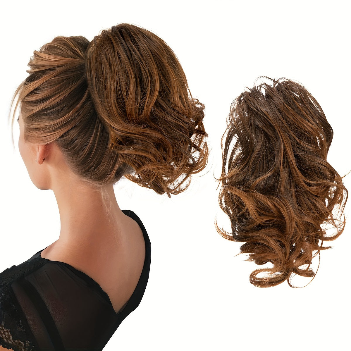 Synthetic Claw Clip Messy Bun Hair Piece for Women