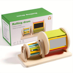 Wooden Textile Drum Toy for Recognition Sensory Focus Hand Eye Coordination