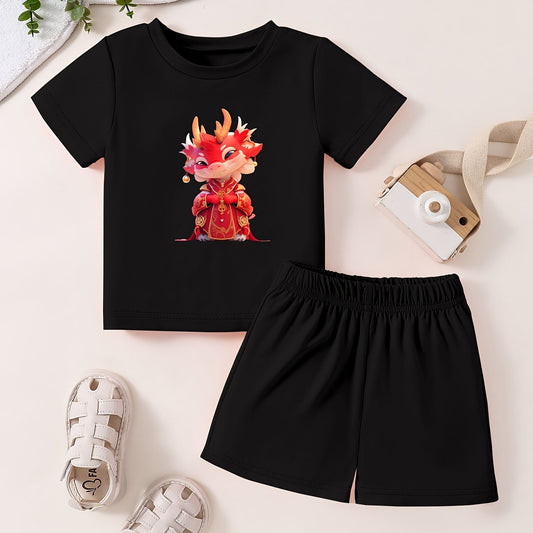 Toddler Cotton Cartoon Set Short Sleeve T shirt & Shorts
