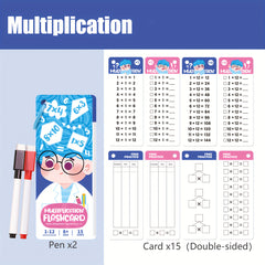 15pcs Erasable Learning Cards Math Addition Subtraction Multiplication Division