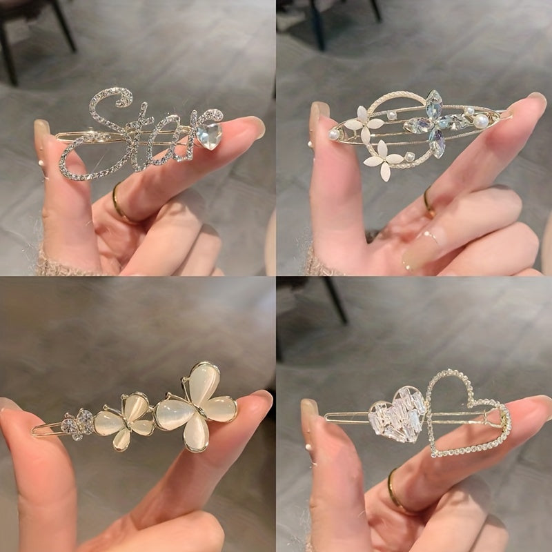 Rhinestone Zircon Opal Hair Clip Bobby Pin Bangs Clip