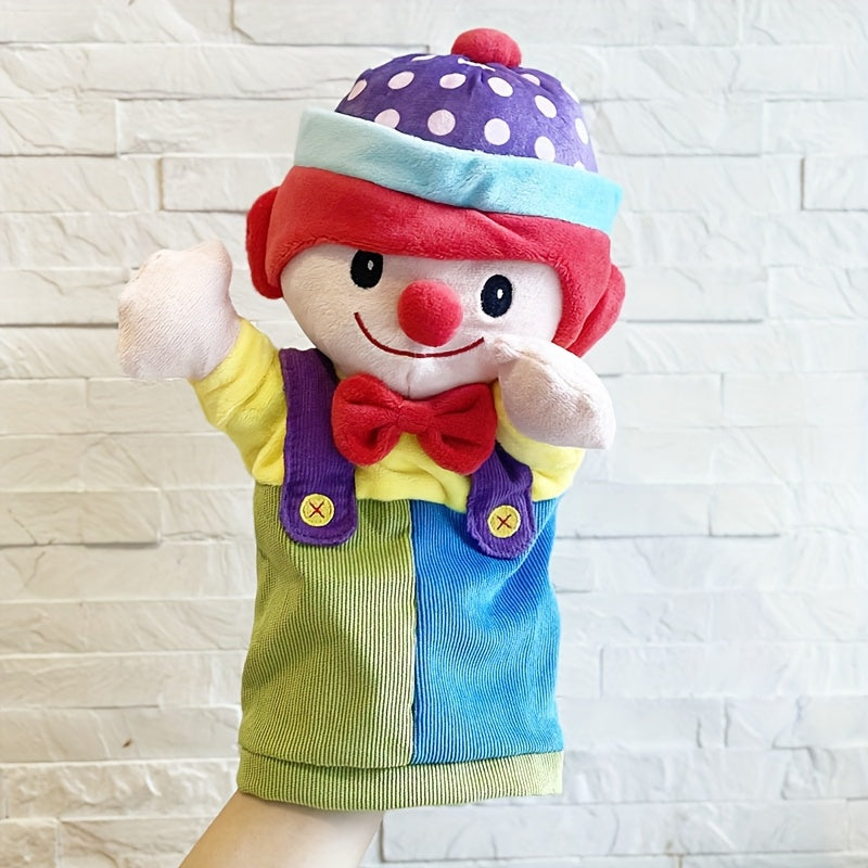 Plush Clown Puppet Hand Finger Puppet Expressive Eyes Vibrant Colors