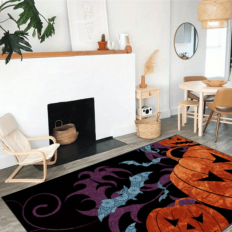 Autumn Pumpkin Pattern Carpet Anti Slip Fun Washable Rug Halloween Decor