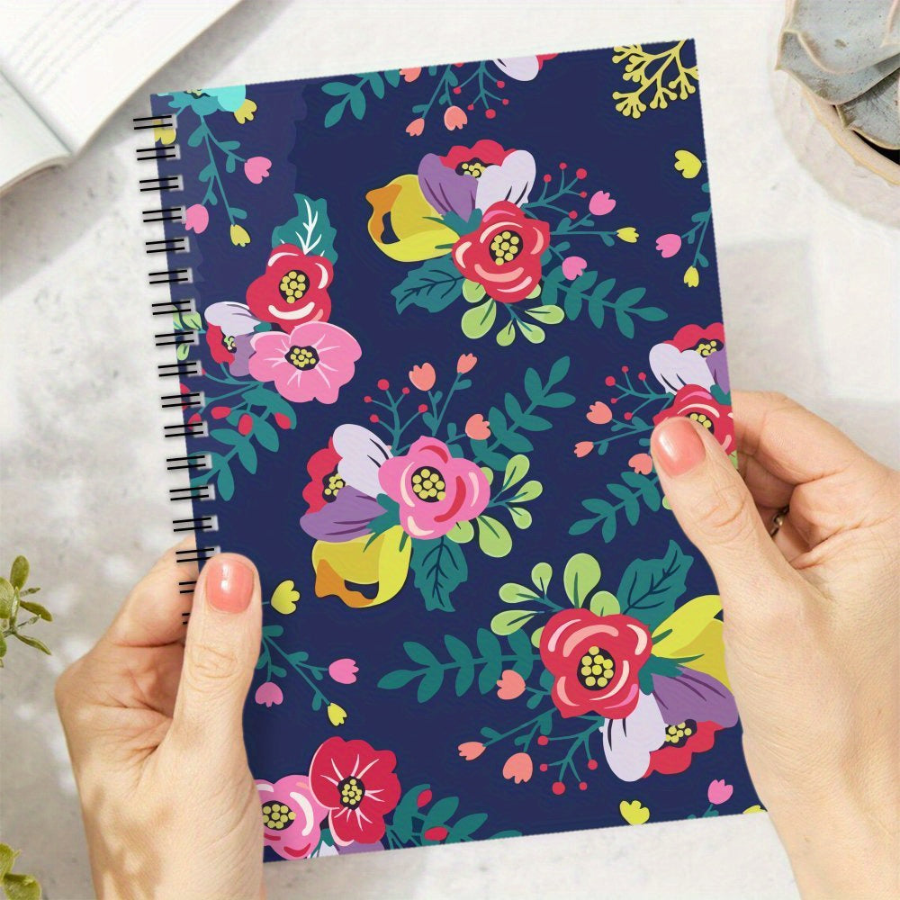 Floral Spiral Notebook Journal Pink & Purple Flowers 100 Pages