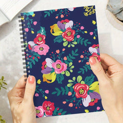 Floral Spiral Notebook Journal Pink & Purple Flowers 100 Pages