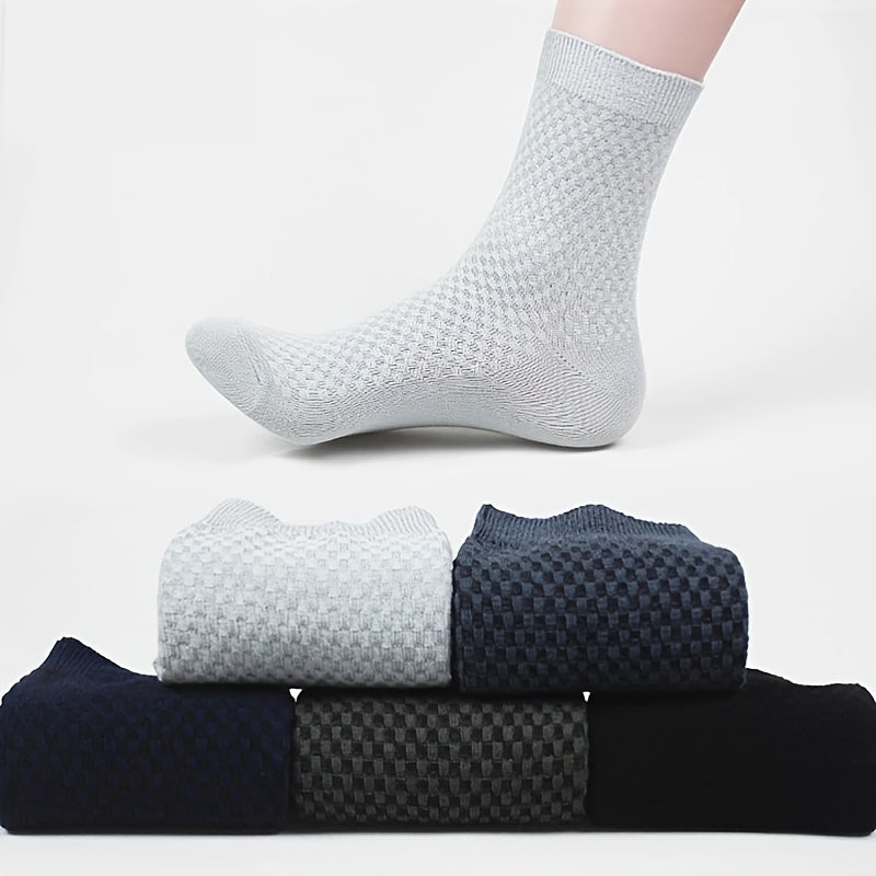5Pairs Men's Vintage Crew Socks Breathable Deodorant Business Socks