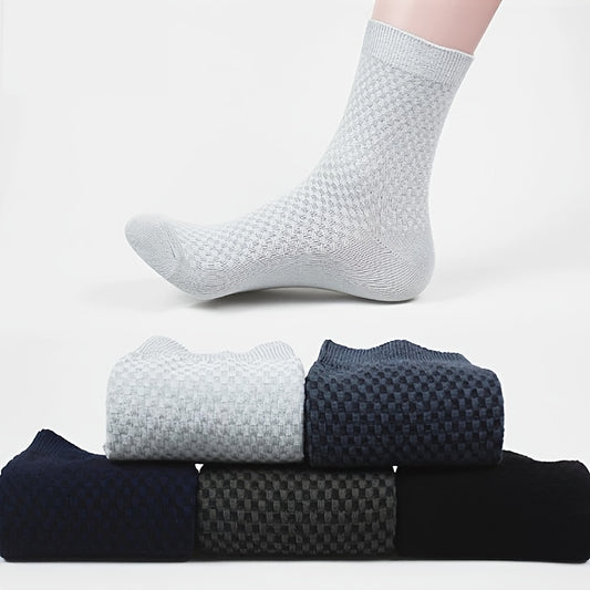 5Pairs Men's Vintage Crew Socks Breathable Deodorant Business Socks
