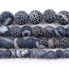 Frost Cracked Stone Round Loose Beads 15inches