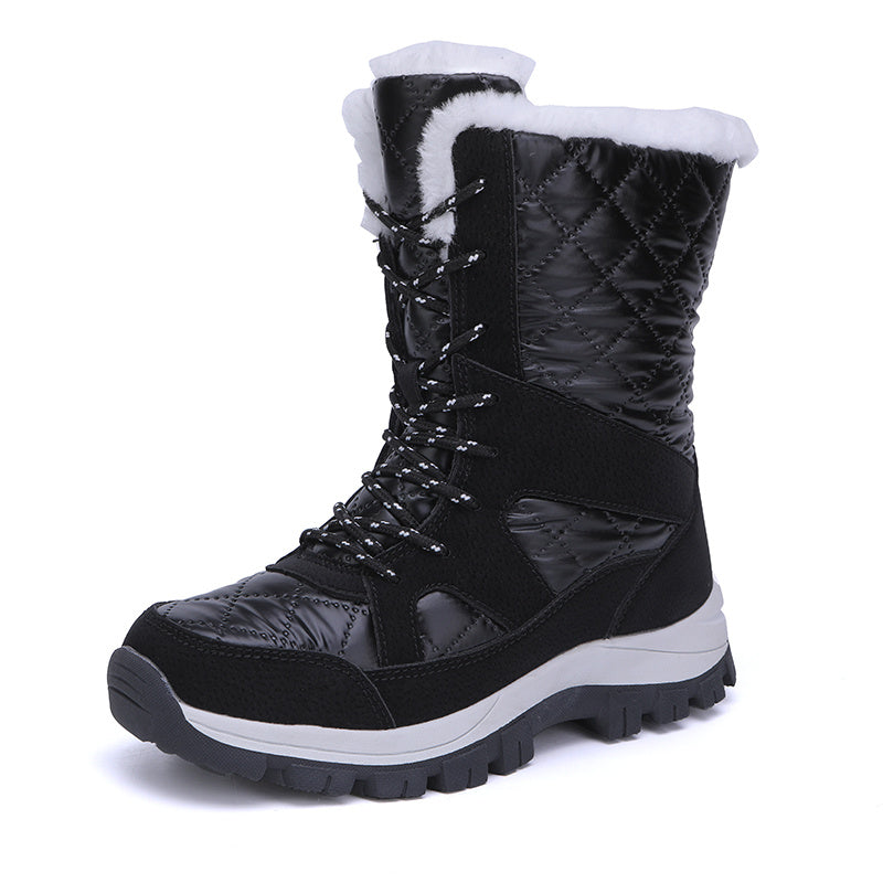 Quilted Argyle Pattern High Top Boots