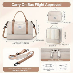 3 Piece Travel Bag Set Large Capacity Carry on Tote For Women