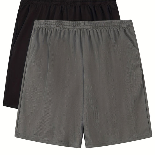 2pcs Quick Dry Comfy Men's Shorts Drawstring Athletic for Gym Workout