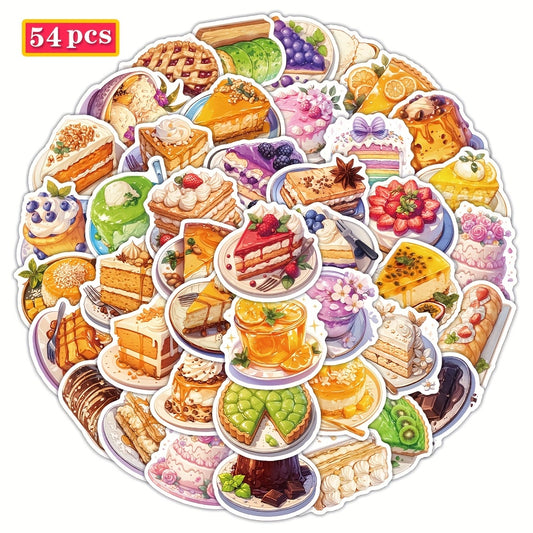54pcs Cake Stickers for Water Bottles Suitcases Bikes Cars