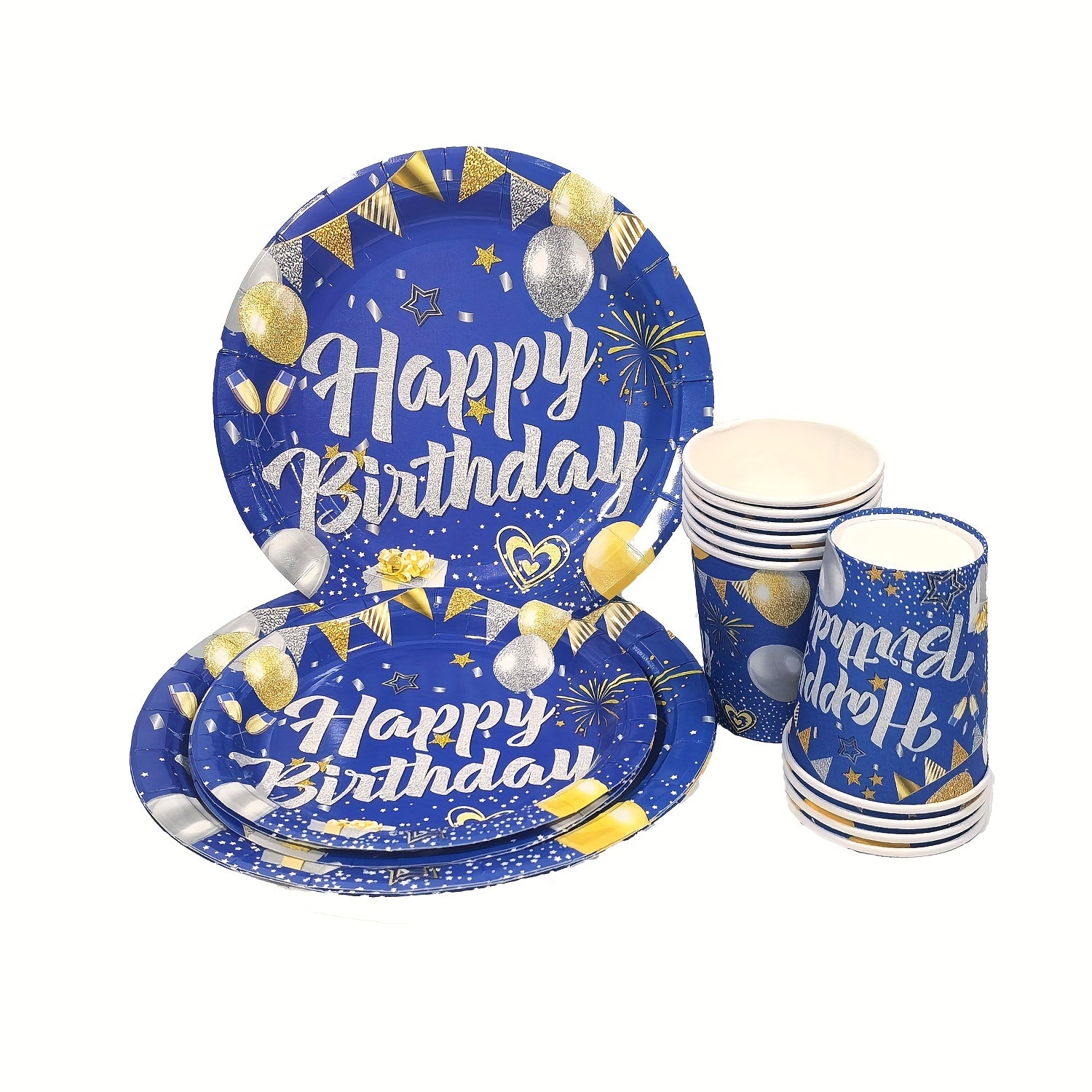 Boy Birthday Party Supplies Set - Tableware Plate Cup Tissue Tablecloth Banner