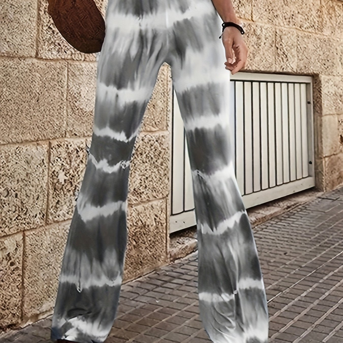  Boho Tie Dye Elastic High Rise Loose Fit Trousers