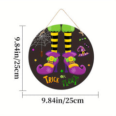 Skull Pumpkin Doorplate Witch Legs Doorplate Halloween Wooden Wall Hanging