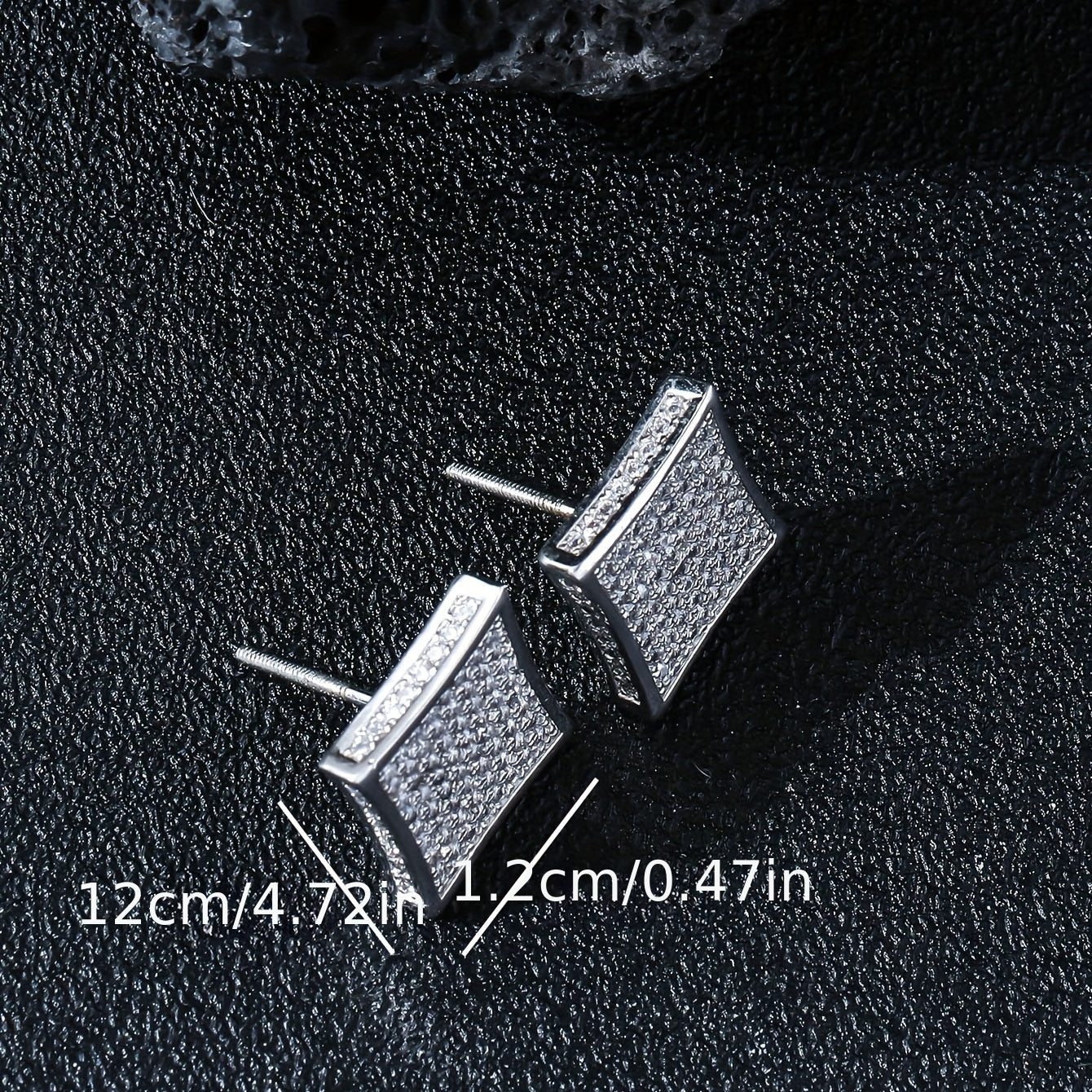 Hip Hop Style Square Earrings With Zircon For Men