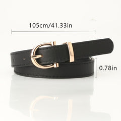 Stylish Leather Belt with Golden Metal Buckle for Women